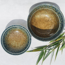 Indlæs billede til gallerivisning Retroskål/bowl med låg - blå og brun