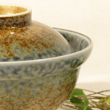 Indlæs billede til gallerivisning Retroskål/bowl med låg - blå og brun
